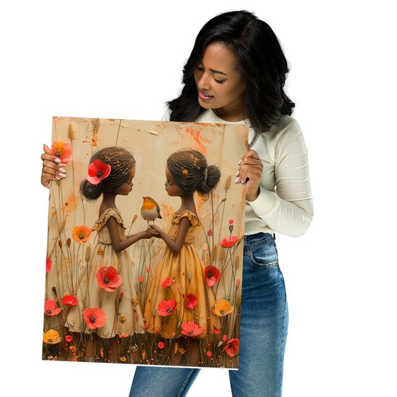 Two Sisters One Heart: Elegance in Diversity - Black History Art Print 16x20 - Picture 5 of 5